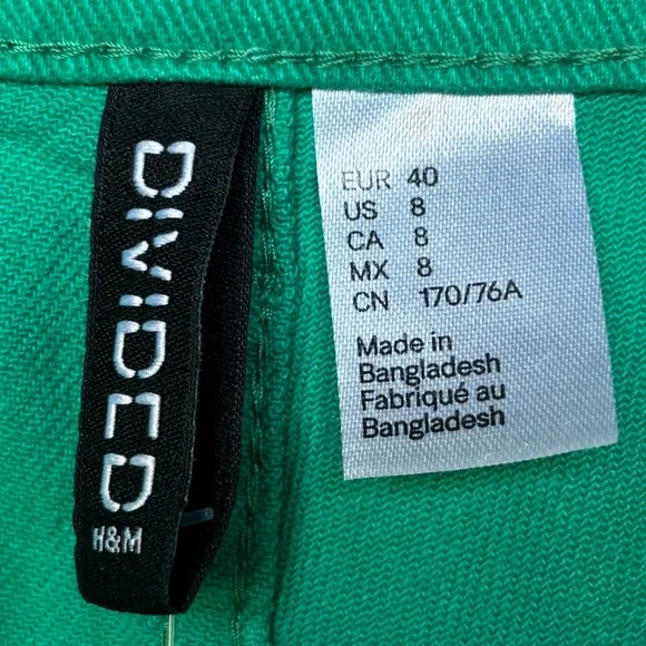 H&M Divided Green Wide Leg Jeans Womens 8 Trendy Streetwear Utility Style - Picture 5 of 8